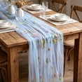 thumbnail image 5 of Fresh 3D Embroidery Floral Sheer Table Runner Polyester Lightweight Draping Table Flag Home Wedding Party Soft Furnishing, 5 of 6