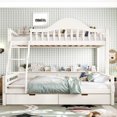 thumbnail image 2 of Leumius Twin over Full Bunk Bed with Storage Drawers, Chic Curved Guardrail & Side Storage Shelves, Bunk Bed Frame with Ladder Beige, 2 of 9