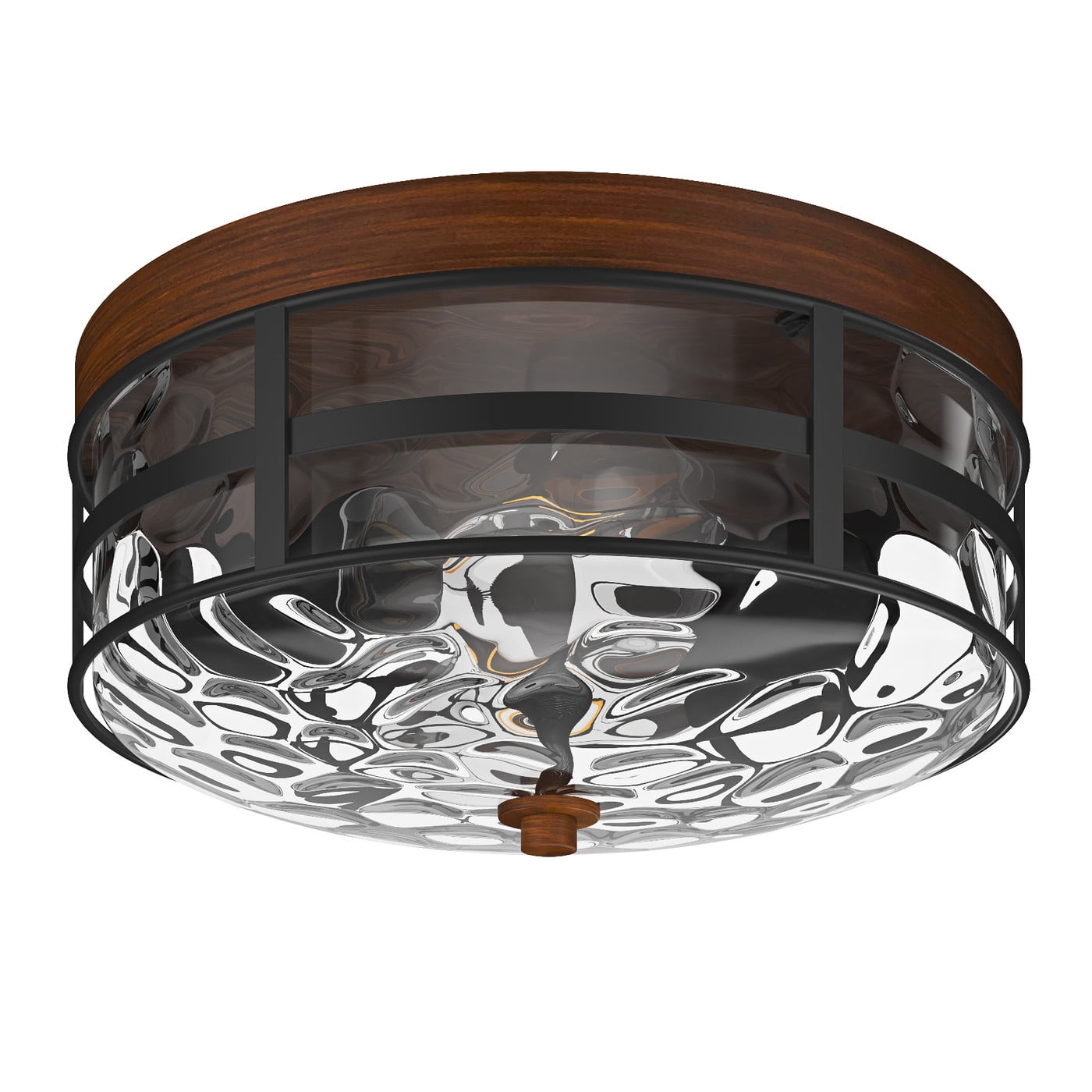 Aiwen Unique Glass Shade Caged Flush Mount Ceiling Lamp Industrial Light Fixture
