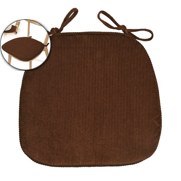 D-Shaped Chair Cushions, 1.1" Thick Dining Chair Pads with Ties and Removable, Machine-Washable Cover, 17" x 16"