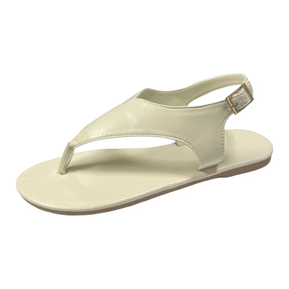 IUJSOY Womens Casual Gladiator Flat Sandals Roman Summer Beach Dressy Ankle Strap Thong Sandals