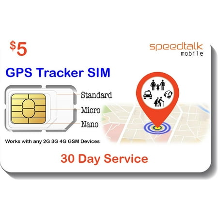 $5 GSM SIM Card for GPS Trackers - Pet Kid Senior Vehicle Tracking Devices - 30 Day Service - USA Canada & Mexico (Best Atv Tracking Device)