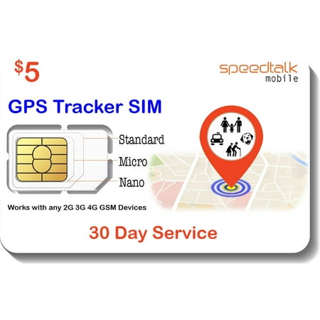 $5 GSM SIM Card for GPS Trackers - Pet Kid Senior Vehicle Tracking Devices - 30 Day Service - USA Canada & Mexico Roaming