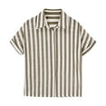 thumbnail image 6 of fatyb Boys Girls Short Sleeve Button down Shirts Kids Stripe Casual Loose Shirts Summer for 5-15 Years, 6 of 7