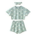 thumbnail image 2 of WESIDOM Toddler Girls Infant Cute Clothes Summer Floral Print Shirt Shorts Headband 3pcs 6M-5T Set, 2 of 9