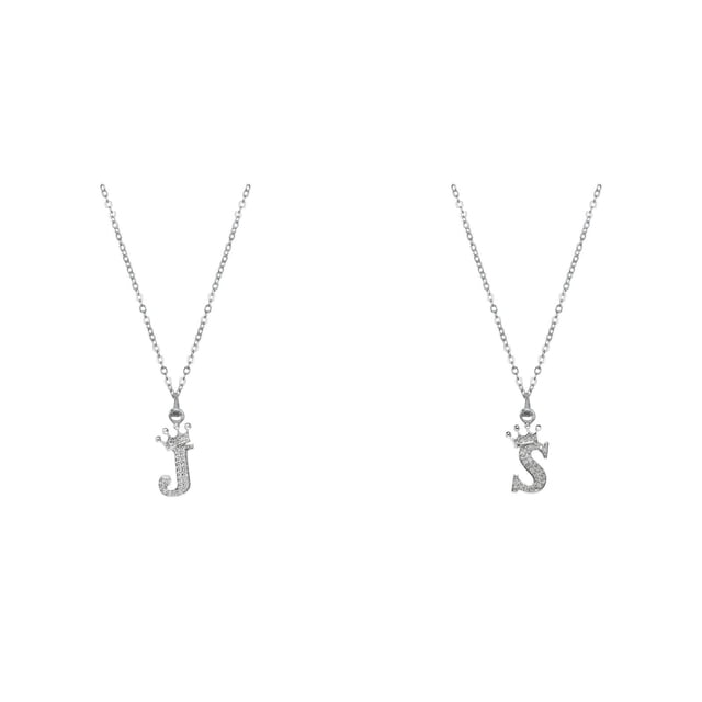 (2-Pack) Rinsvye 26 English Letters Full Heart Chain Necklace Pendant Necklace for Women Womens Necklace Rhinestone Necklaces A Z 26 Alphabet initial Necklaces Pendants for Teen Jewelry