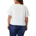thumbnail image 3 of Camisa casual de verano de mujer plus size Agnes Orinda, con cuello en V, mangas cortas y botones, talla 1X, color blanco, 3 of 6