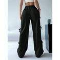thumbnail image 4 of Women'S Loose Sweatpants Elastic Waist Casual Wide Leg Pants with Pockets Y2K Travel Pants Black M, 4 of 10