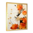 thumbnail image 2 of Designart "Orange and White Floral Glow I" Abstract Framed Wall Art - Modern Orange Abstract Collages Hallway Framed Wall Art Decor, 2 of 6