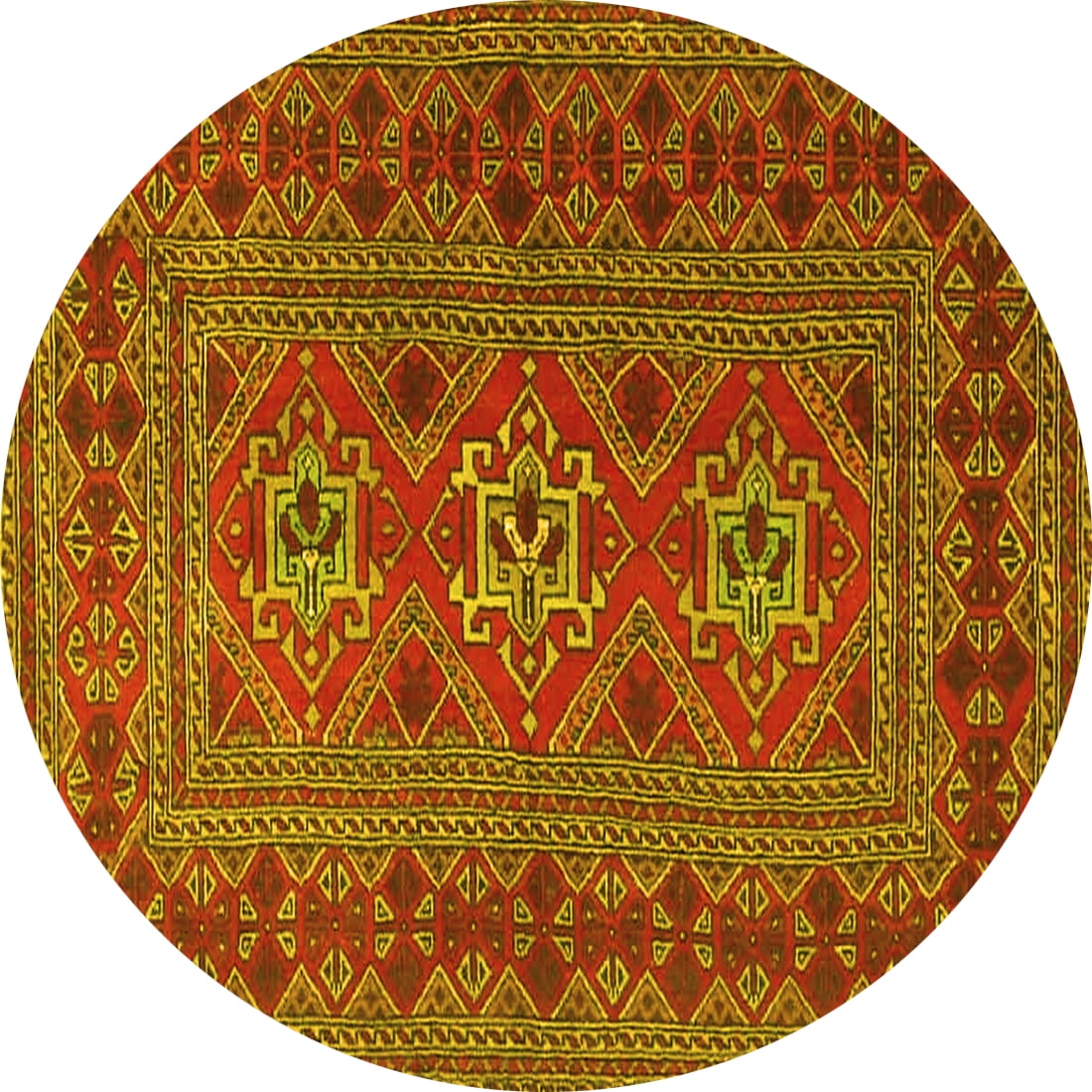 Ahgly Company Indoor Round Persian Yellow Traditional Area Rugs, 6 ...