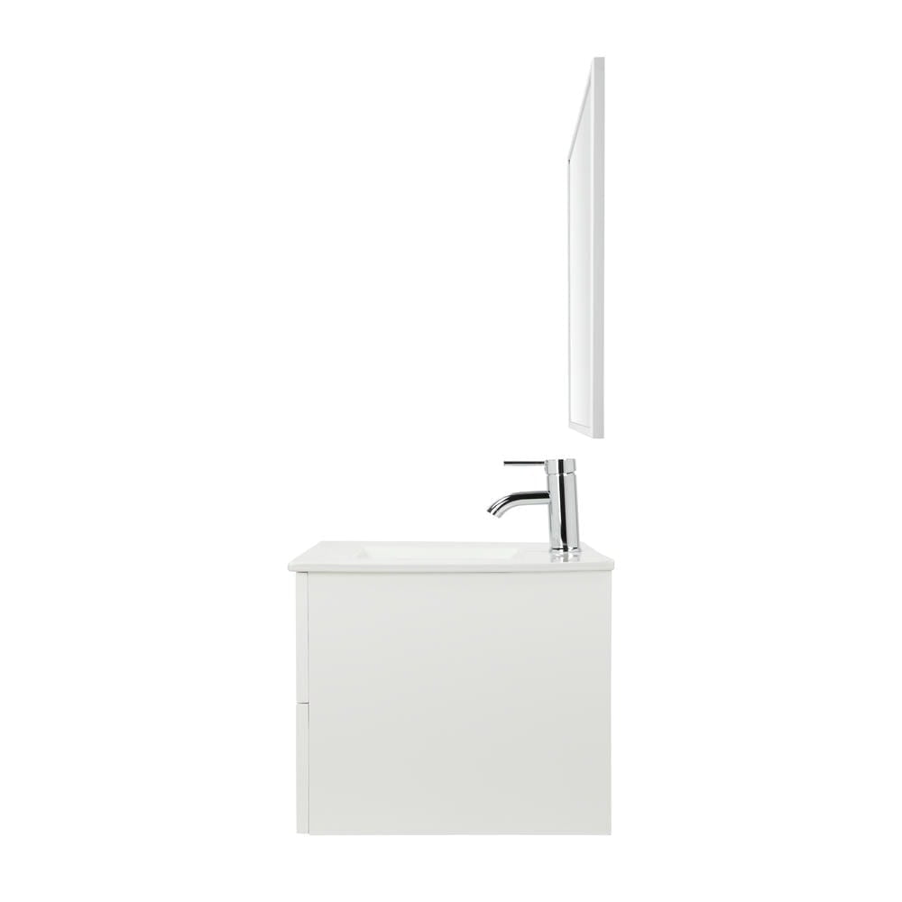 Spaco 31.5" Bathroom Vanities Cabinet with Sink Combo and Soft-Close System, Wall Mounted Floating Cabinet with Decor Line and 2 Extra Big Drawers, White