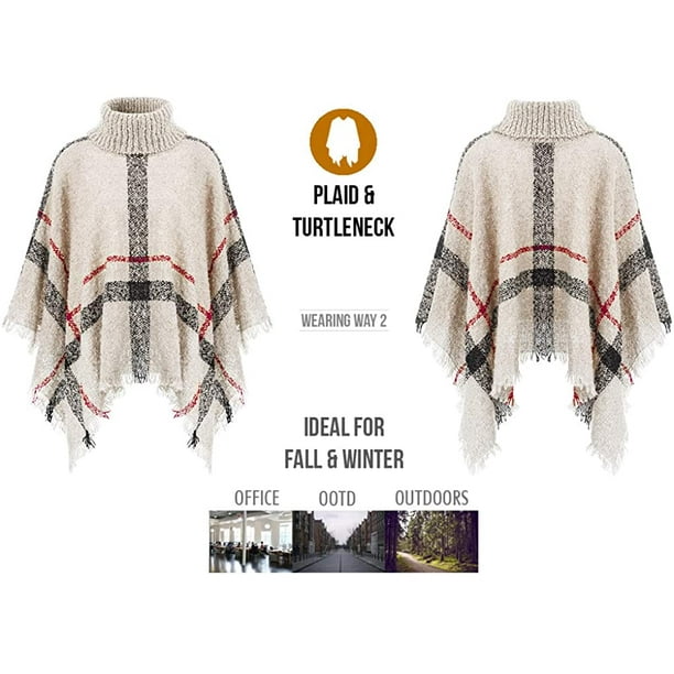 Plaid store poncho sweater
