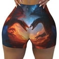 thumbnail image 2 of Balery Red And Blue Fire Cloud Dragon Pantalones cortos de entrenamiento estampados para mujer, sin costuras, ajustados, para gimnasio, yoga, correr, deportes, ejercicio activo, fitness.-X-Large, 2 of 8