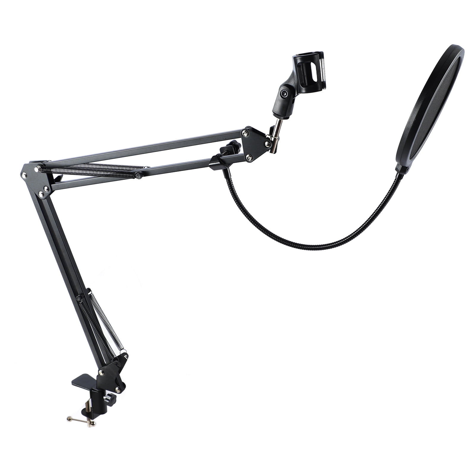 NFTIGB Adjustable Microphone Boom Arm Stand Set, Heavy Duty Suspension Scissor Mic Stand with Anti-Spray Net and Iron Base