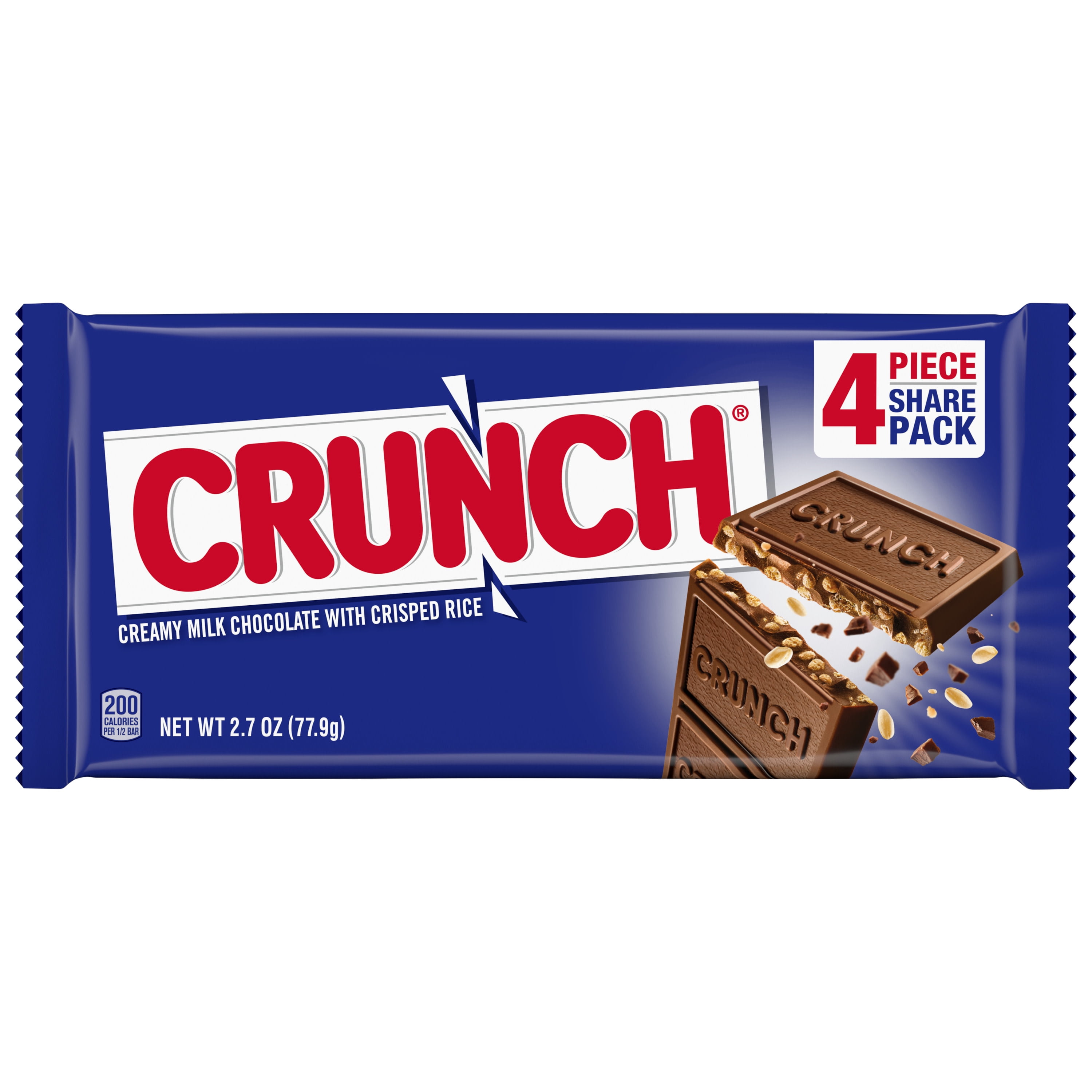 CRUNCH Milk Chocolate and Crisped Rice, Share Size Candy Bars, 2.75 oz
