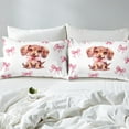 thumbnail image 4 of Erosebridal Pink Bow-Tie Twin Sheet Sets, Dachshund Bedding Twin Size, Kawaii Wildlife Decor, 4 of 7