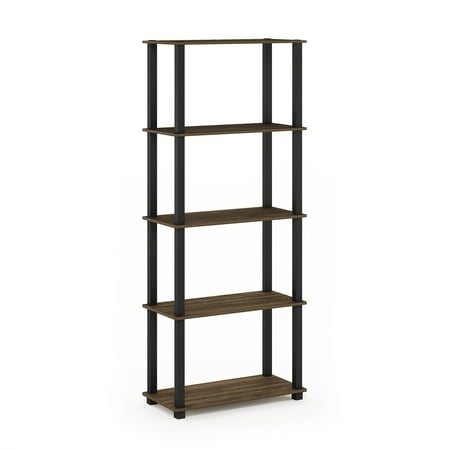 Furinno Turn-S-Tube 5-Tier Square Tubes Display Shelf, Columbia Walnut/Black