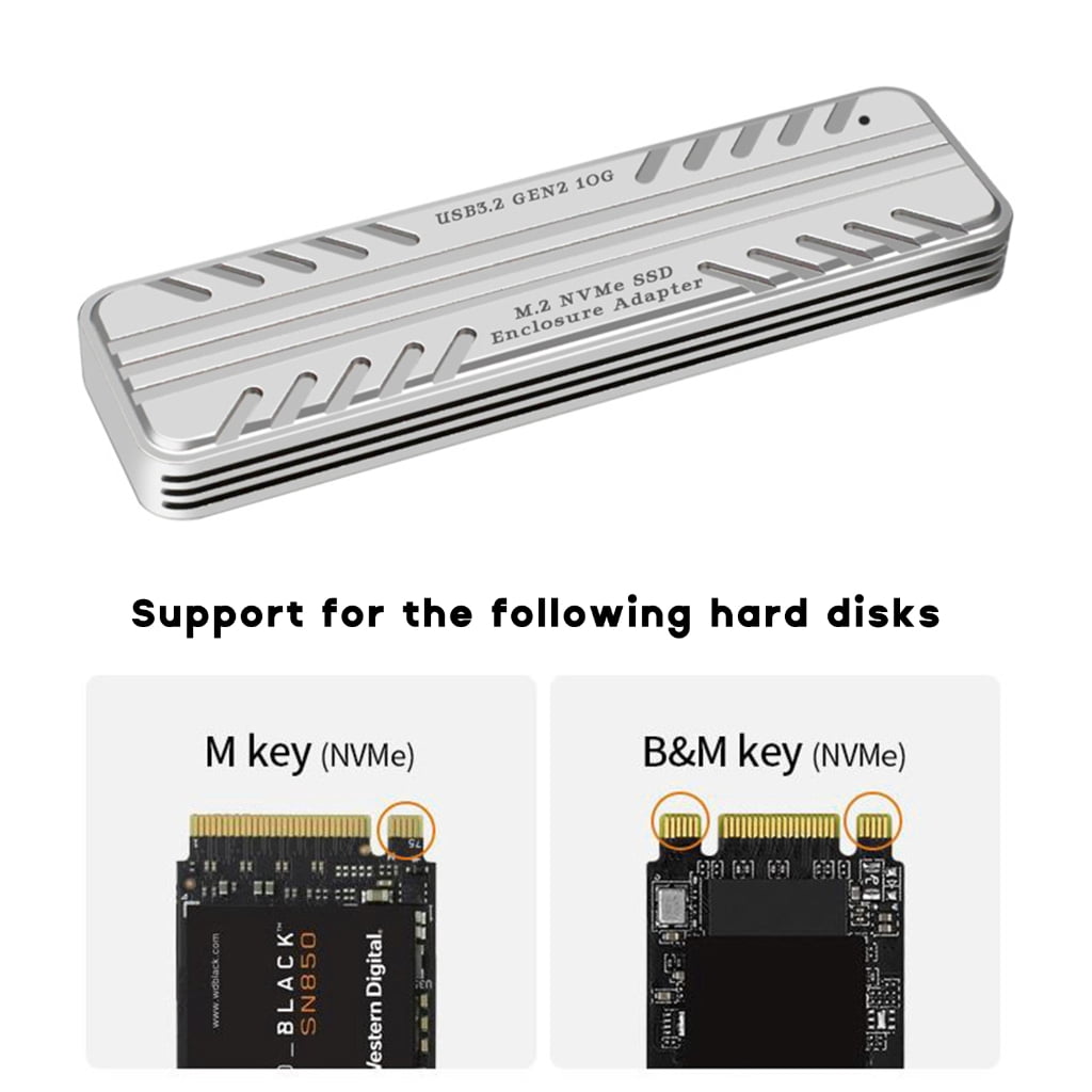 Zeiwohndc M2 SSD Box USB3.2 Type-C 10Gbps NVME Hard Drive Enclosure JMS583 Control