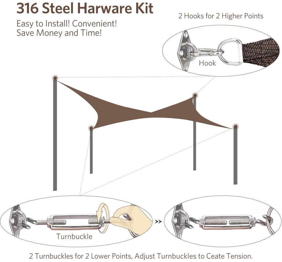 Quictent 20X20FT 185G HDPE Square Sun Shade Sail Canopy 98/% UV Block Outdoor Patio Garden with Free Hardware Kit Red
