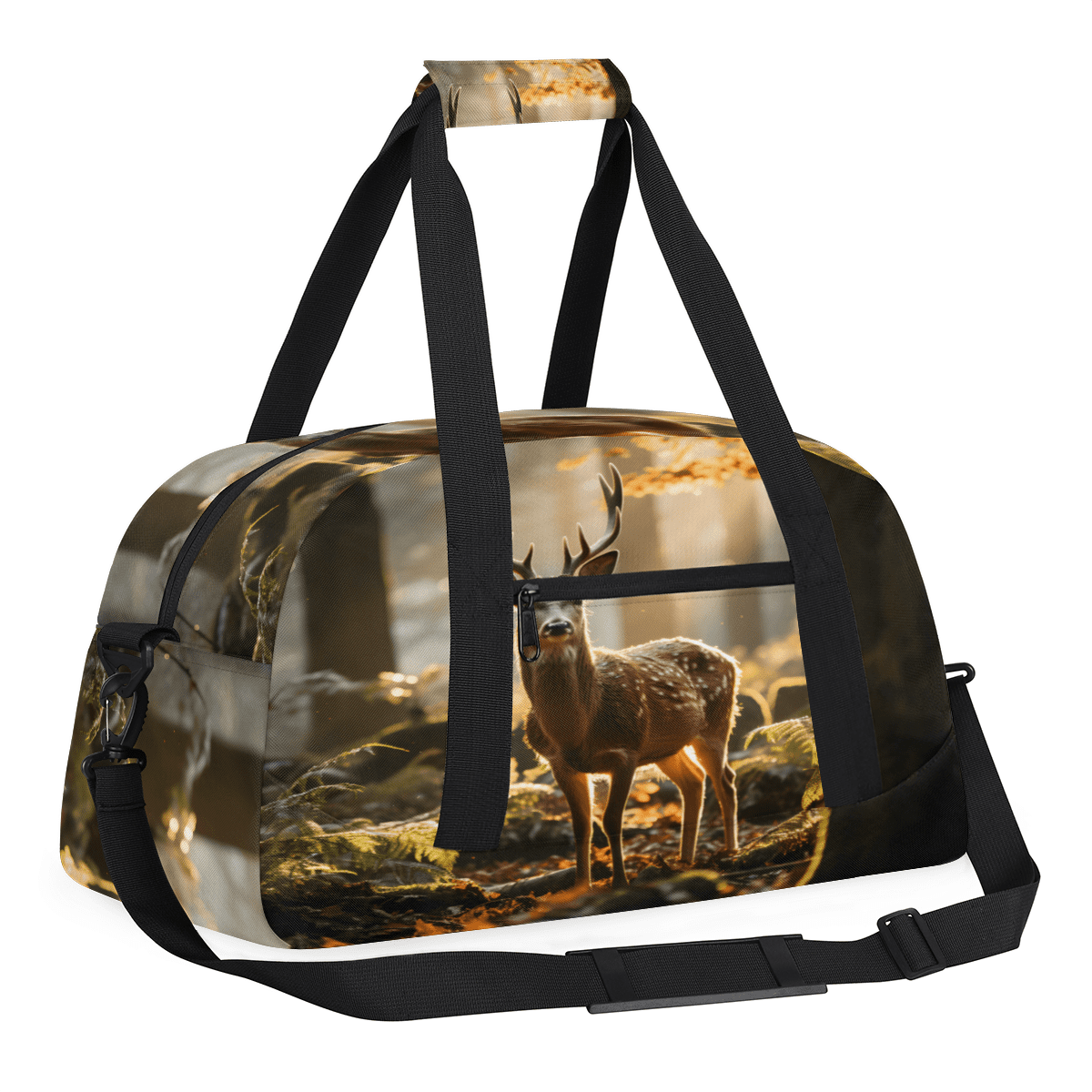 Herdesigns Deer Sports Duffle Bag for Women & Men, Forest Animals Gym Bag Dance Bag Overnight Bag Carry On Weekender Travel Bag
