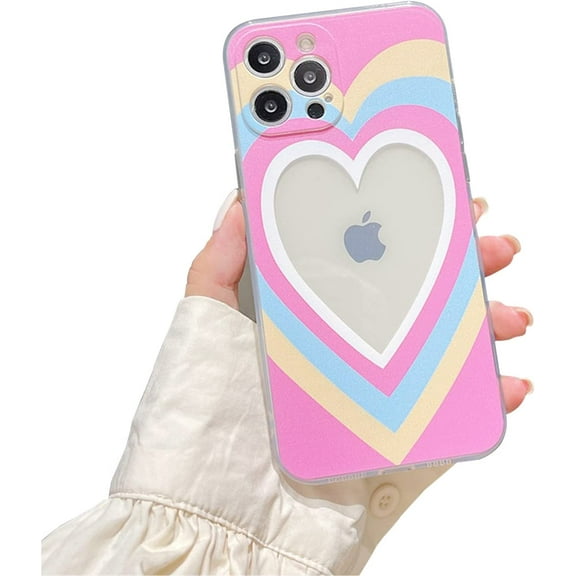 Compatible with iPhone 13 Pro Max Cute Love Heart Case for Women Girls,Soft TPU Swirls Painting Art Heart Pattern Full Body Protection Shockproof Case for iPhone 13 Pro Max 6.7"-Colorful