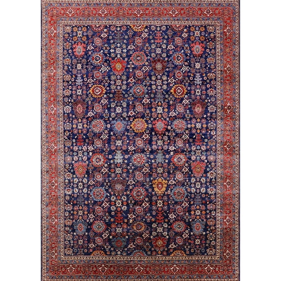Ahgly Company Indoor Rectangle Mid-Century Modern Plum Purple Oriental Area Rugs, 5' x 7'