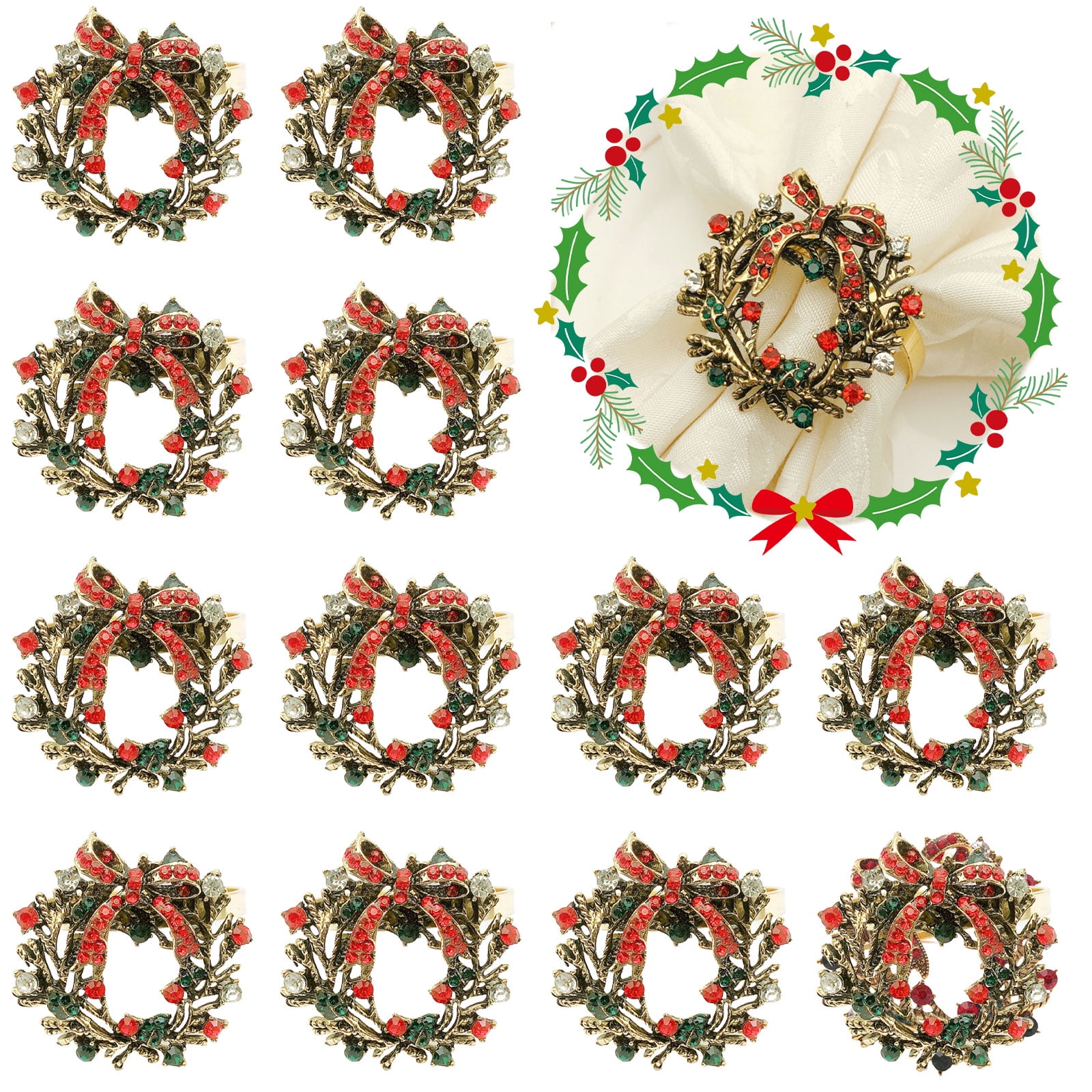 Wreath Napkin Rings Christmas Napkin Holder Rings for