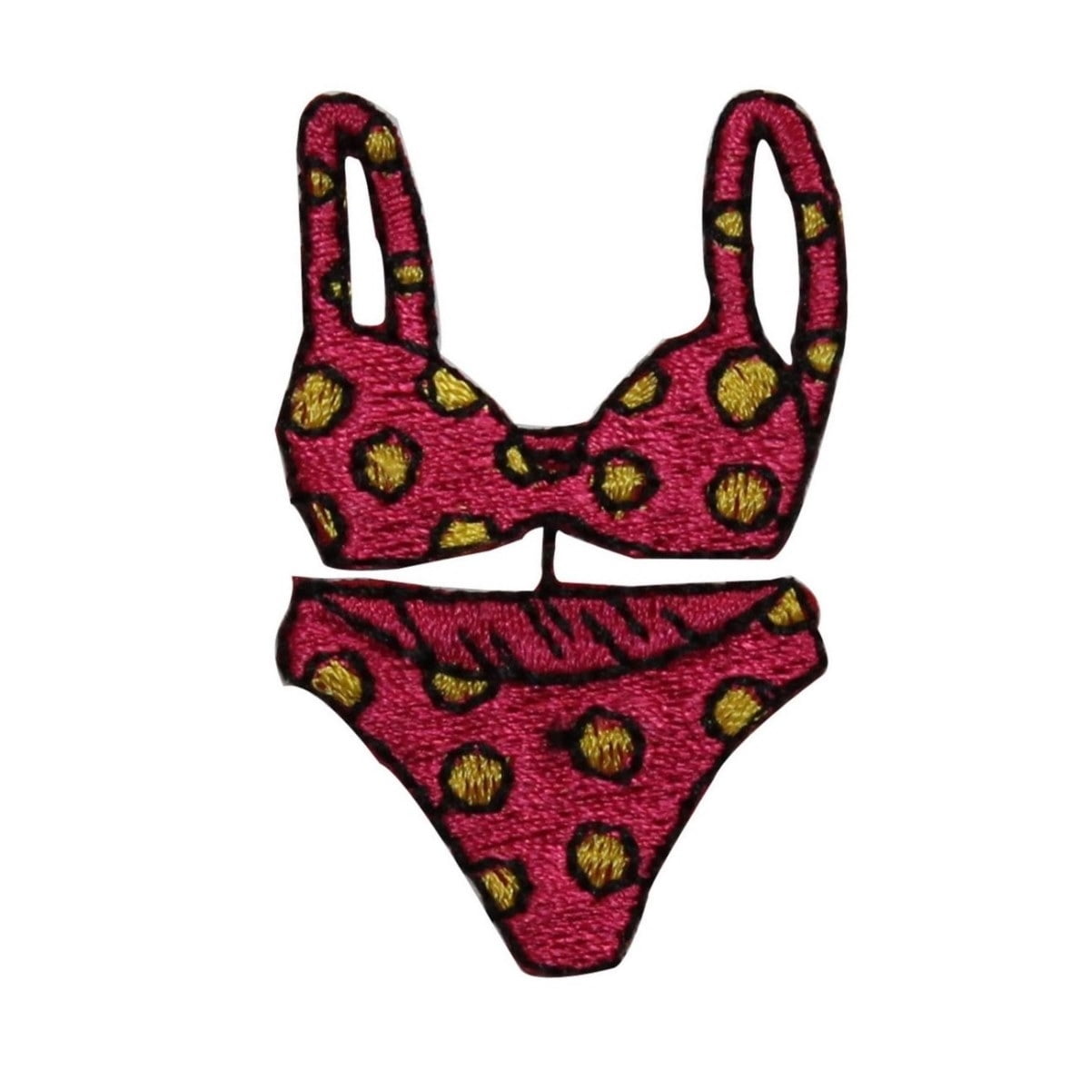 ID 7750 Pink Polka Dot Bikini Patch Swim Suit Beach Embroidered Iron On