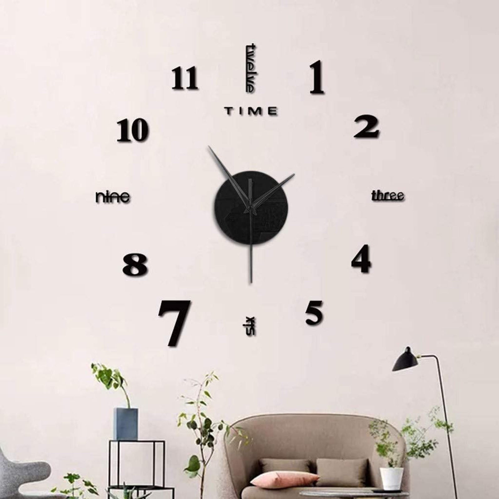Iuhan 3Pcs DIY Wall Clock, Large Frameless Mute Mirror Sticker Decal, 100x100cm Time Display, Home Office Living Room Bedroom Decor, Self-Adhesive Clock Face for Walls Doors Tiles