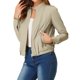 thumbnail image 4 of Chaqueta de moto con cremallera y cuello alzado para mujer INSPIRE CHIC, ligera, talla XL, color beige, 4 of 7