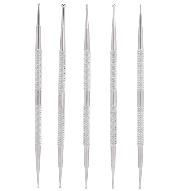 5 piezas de bolígrafo de doble cabeza para decoración de uñas, bolígrafo de acero inoxidable para pintar uñas, bolígrafo para decoración DIY