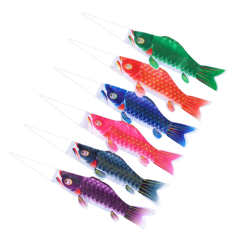 6Pcs Japanese Carp Flag Decor Creative Hanging Fish Flag Festival Layout  Prop 