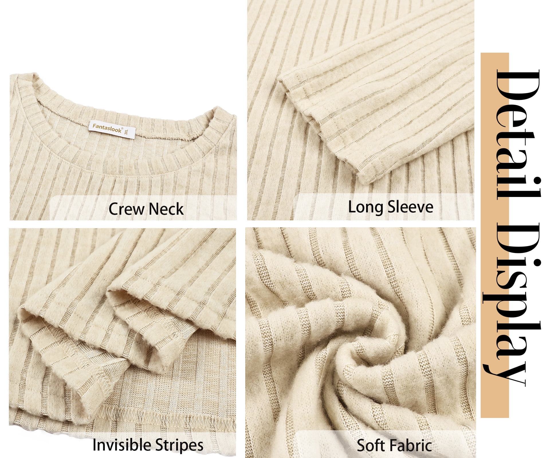 Fantaslook Long Sleeve Shirts for Women Casual Tunic Tops Dressy Crew Neck Pullover Fall Lightweight Sweaters for Women