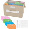 thumbnail image 2 of RIHJIN-Greeting Card Organizer Box with 16 Dividers,Collapsible Greeting Card Storage Box With LidsIdeal for Greeting Cards,Recipes, Photos, Envelopes, Keepsake（Beige84 Pcs Labels）, 2 of 4