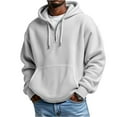 thumbnail image 2 of Mens Hoodies Pullover Quarter Zip Casaul Long Sleeve Drawstring Waffle Knit Hooded Sweatshirt with Pocket Light Gray XL, 2 of 4