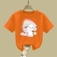 thumbnail image 4 of Spazoro Girls T-Shirts Tee, Short Sleeve Crew Neck Cute Print 100%Cotton Casual Tops for Kids Orange Size 6, 4 of 6