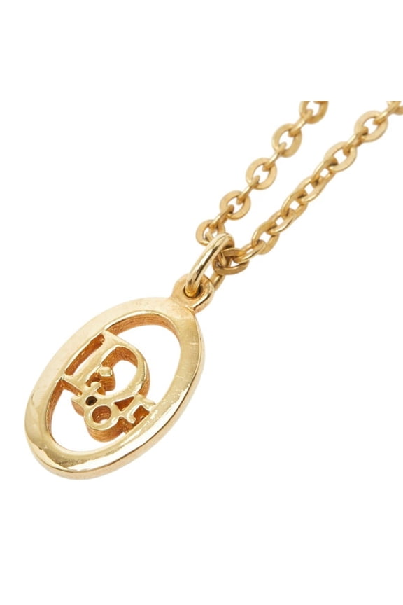 Pre-Owned Christian Dior Dior Logo Necklace, Gold Plated, Women's