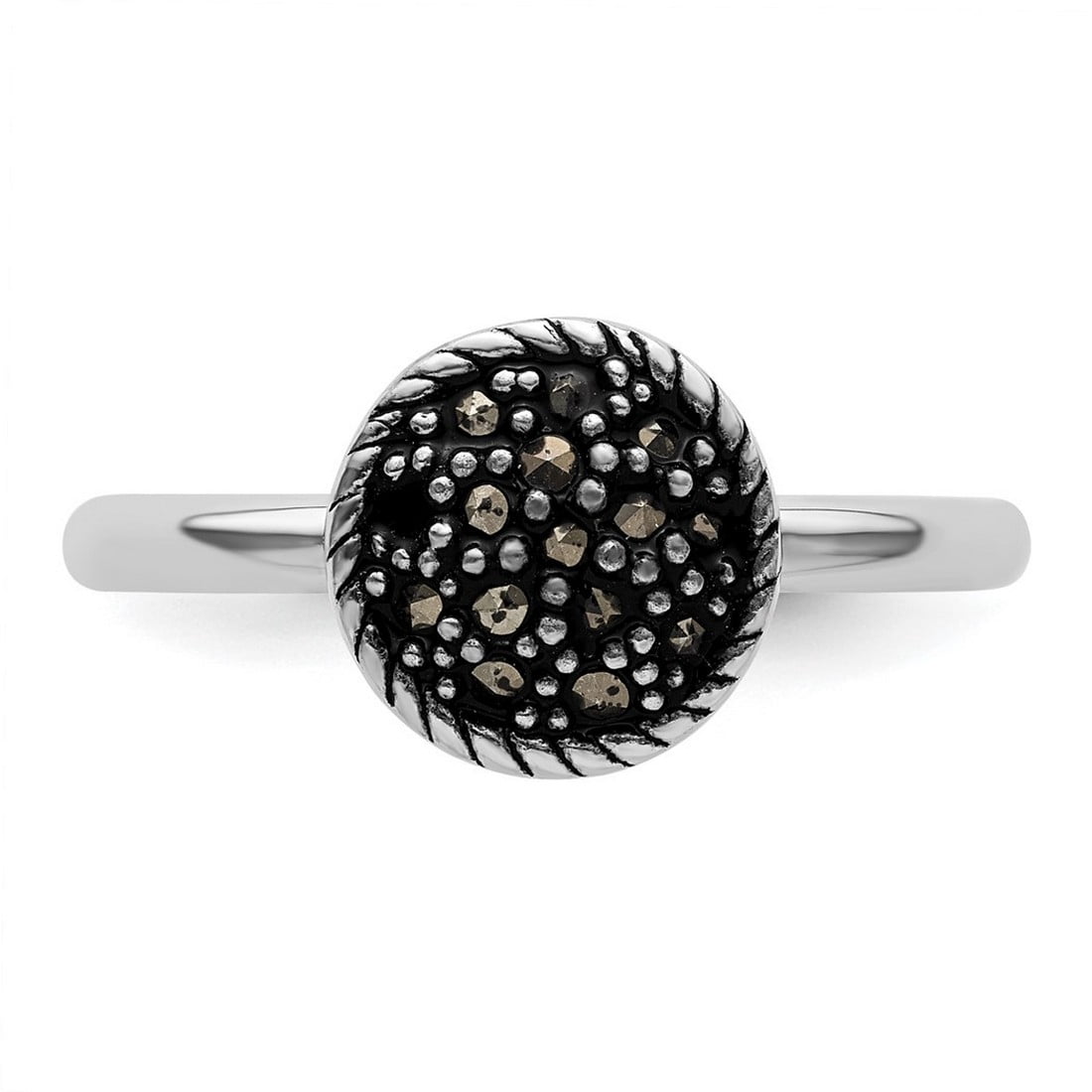 2.25mm 925 Sterling Silver Polished Stackable Marcasite Ring Size 6 Stackable Ring for Women