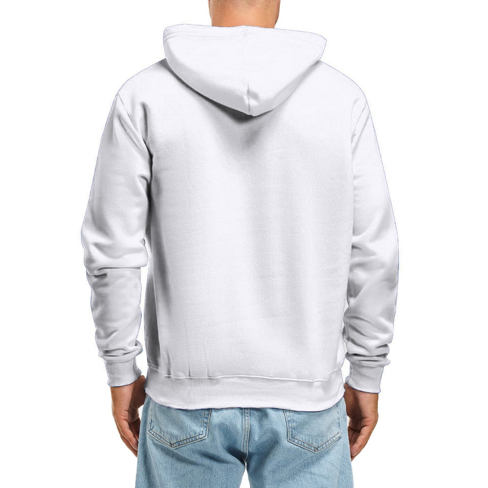 Men Hoodies Sweatshirts Solid Color Long Sleeve Clothes Fall