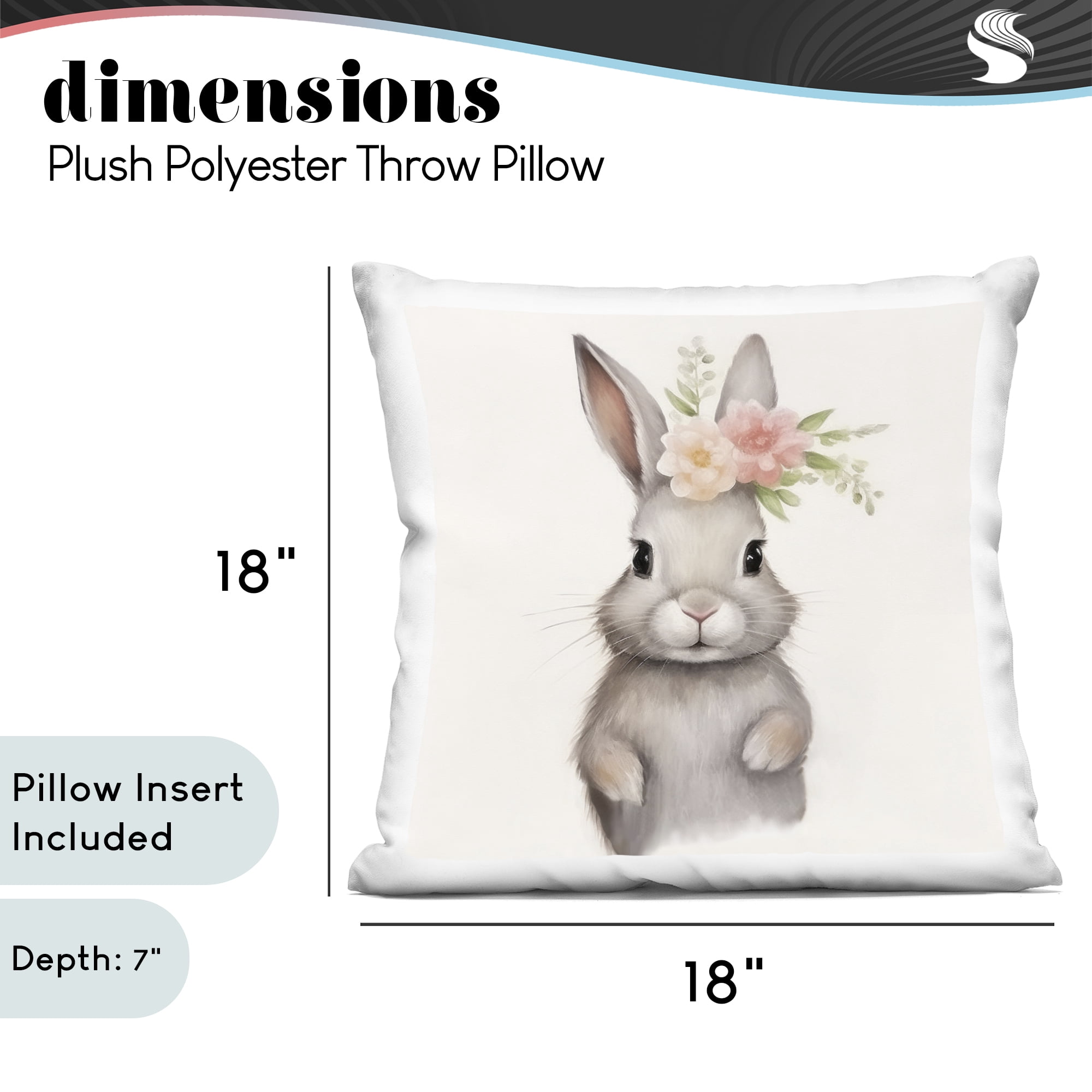 Stupell Industries Fun Bunny with Flowers Decorative Printed Throw Pillow, design by Lazar Studio