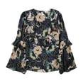 thumbnail image 2 of SeeByChloe Womens Ruffled Sleeve Floral Peplum Blouse, Multicoloured, Medium, 2 of 2
