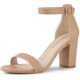 thumbnail image 1 of Women Open Toe Block Heel Printed Ankle Strap Sandals Nude US 8/UK 6/EU 39, 1 of 6
