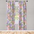thumbnail image 3 of Ambesonne Floral Curtains, Pastel Romantic Flowers Art, Pair of 28"x95", Pale Lavender and Fern Green, 3 of 5