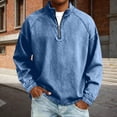 thumbnail image 1 of Ceisia Men's Vintage Washed Denim Quarter-Zip Sweatshirt | Loose Drop-Shoulder Stand Collar Pullover Gifts, 1 of 7