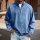 thumbnail image 1 of Ceisia Men's Vintage Washed Denim Quarter-Zip Sweatshirt | Loose Drop-Shoulder Stand Collar Pullover Gifts, 1 of 6