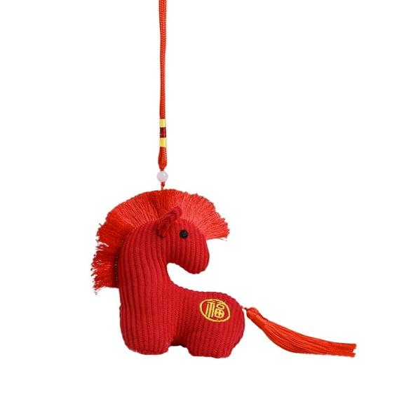 PPKVUFD 1 Pack Chinese New Year Horse Plush Ornaments 2026 Spring Festival Decorations Horse Hanging Plush Doll 2026 Cute Mascot Zodiac Animals New Year Gifts Hanging Ornament for Car