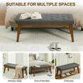 thumbnail image 4 of 43.5'' Faux Leather Bedroom Bench, Upholstered End of Bed Bench with Tufted Button, Padded Vintage Dining Bench, Entryway Bench with Solid Wood Legs, Kitchen, Living Room, Hallway, Dark Grey Tufted, 4 of 14