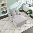 thumbnail image 2 of Upholstered Armchair with  Ottoman , Sleeper Chair ,Corduroy Chaise Longue Chair , Comfy Deep Seat Oversized Chaise Lounge Indoor with cup holder, 2 of 12