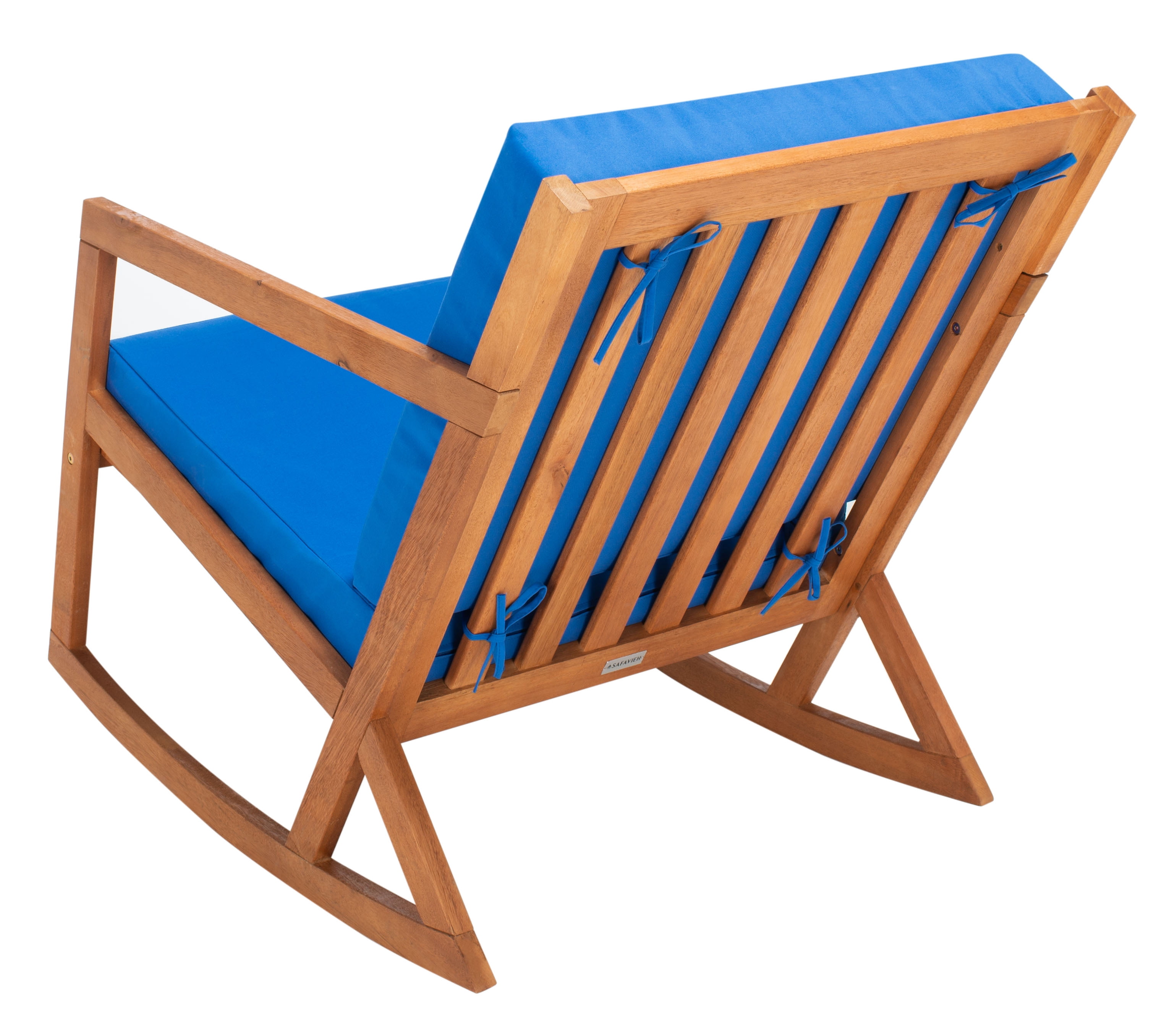 SAFAVIEH Vernon Outdoor Patio Rocking Chair, Natural/Royal Blue