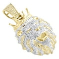 thumbnail image 4 of 10K Yellow Gold Round Diamond Lion Head Crown Pendant 1.65" Pave Charm 1.05 CT., 4 of 6